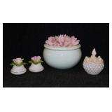 Vintage pair of Coalport English bone china pink