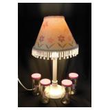 Girls bedroom lamp w/ fringed beaded shade -