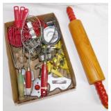 Vintage kitchen utensils: Red handled wooden