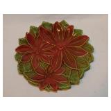 Christmas: Poinsettia heavy ceramic 11" plate -