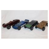 4 hand crafted wooden pinewood derby cars