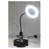 Desktop LED magnifying lamp w/ bendable mirror &