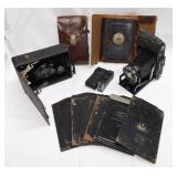 2 vintage folding plate cameras: Prontor II