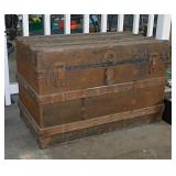 Antique flat top steamer trunk