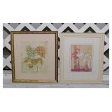 2 hydrangea & orchid still life watercolor prints