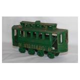 Antique cast iron toy trolley #14 car, 6.5' long