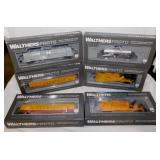 6 new Walthers Proto railroad train cars in boxes: