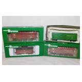 3 Bowser Railroad train cars in boxes: