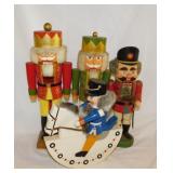 4 wooden Christmas Nutcrackers, tallest is 15'