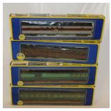 4 AHM railroad train cars in boxes: