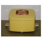 1950's yellow square tin cake carrier dome w/