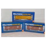 3 new Walthers Mainline railroad train cars in