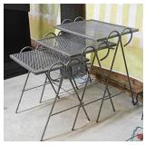 Set of 3 nesting metal mesh patio side tables