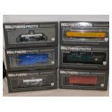 6 new Walthers Proto railroad train cars in boxes: