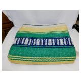 Vintage woven Mexican falsa blanket in