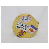 Rare 1950's vinyl Curler carry case & curlers, 9'