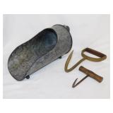 2 primitive meat hooks - Galvanized scoop, 13'