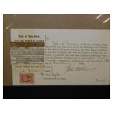 Antique newspaper legal announcements in plastic