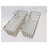 2 narrow wire wall baskets, 15' wide - Vintage
