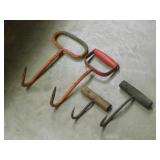 4 vintage hay hooks