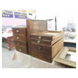 7 vintage walnut drawers w/ glass knobs - Slender