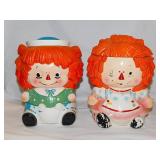 Vintage Raggedy Ann & Andy ceramic cookie jars w/