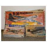 4 vintage airplane model kits in boxes: Tamiya