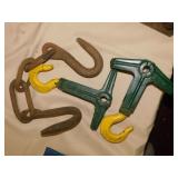 2 Yale & Towne pulley hooks, no pulley wheels -