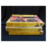 3 Testors Motorcycle model kits in boxes: