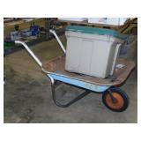 Vintage metal single tire wheel barrow w/ metal