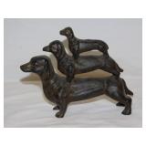 Vintage cast iron triple stacked Dachshund
