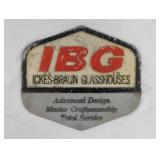 Vintage metal Ickes-Braun Glasshouses sign,