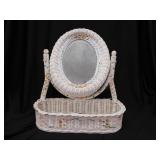 Vintage wicker swivel vanity mirror w/ comb &
