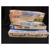 5 vintage airplane model kits in boxes: Hasewagen