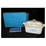 New 1958 Corning Blue Cornflower 1.5 qt. casserole