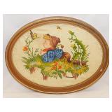 2 kitschy embroidered & framed art work pieces -