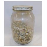 Vintage buttons in gallon glass jar, 10' tall