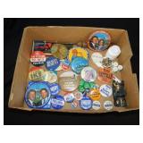 Vintage political campaign buttons & ice pick: