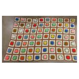 Hand crocheted Granny Square afghan, 88' x 100'