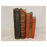 3 antique & 2 vintage hardback books: Webster's
