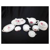 19 piece miniature porcelain rose tea set: