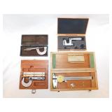 3 vintage micrometers & NSK Japan 6' dial caliper