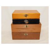 4 vintage wooden cigar & oil paint boxes