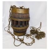 Antique rustic wagon wheel hub lamp w/ hanging