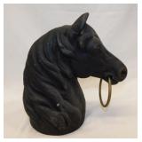 Vintage cast iron horse head hitching post topper