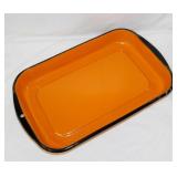 1960's orange enamelware 9x14 cake pan baker