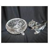 2 vintage heavy clear crystal glassware: Sasaki