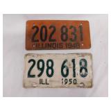 2 Mid-Century Illinois State automobile license