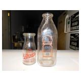 2 vintage glass dairy milk bottles: Kilbourn