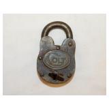 Antique cast iron Colt padlock w/ skeleton key,